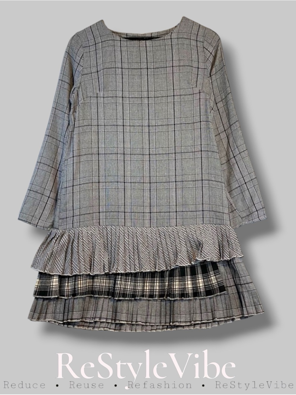 Arika Chicago Black Label Women’s Size S Dress Dropped Waist Plaid 80s Vintage
